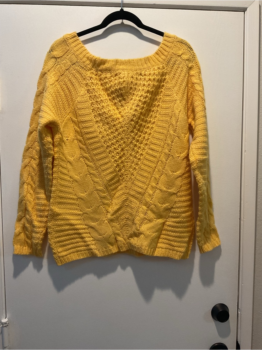 Rebecca Minkoff Juna Yellow Cable Knit Scoop Sweater NWT - Picture 4 of 6